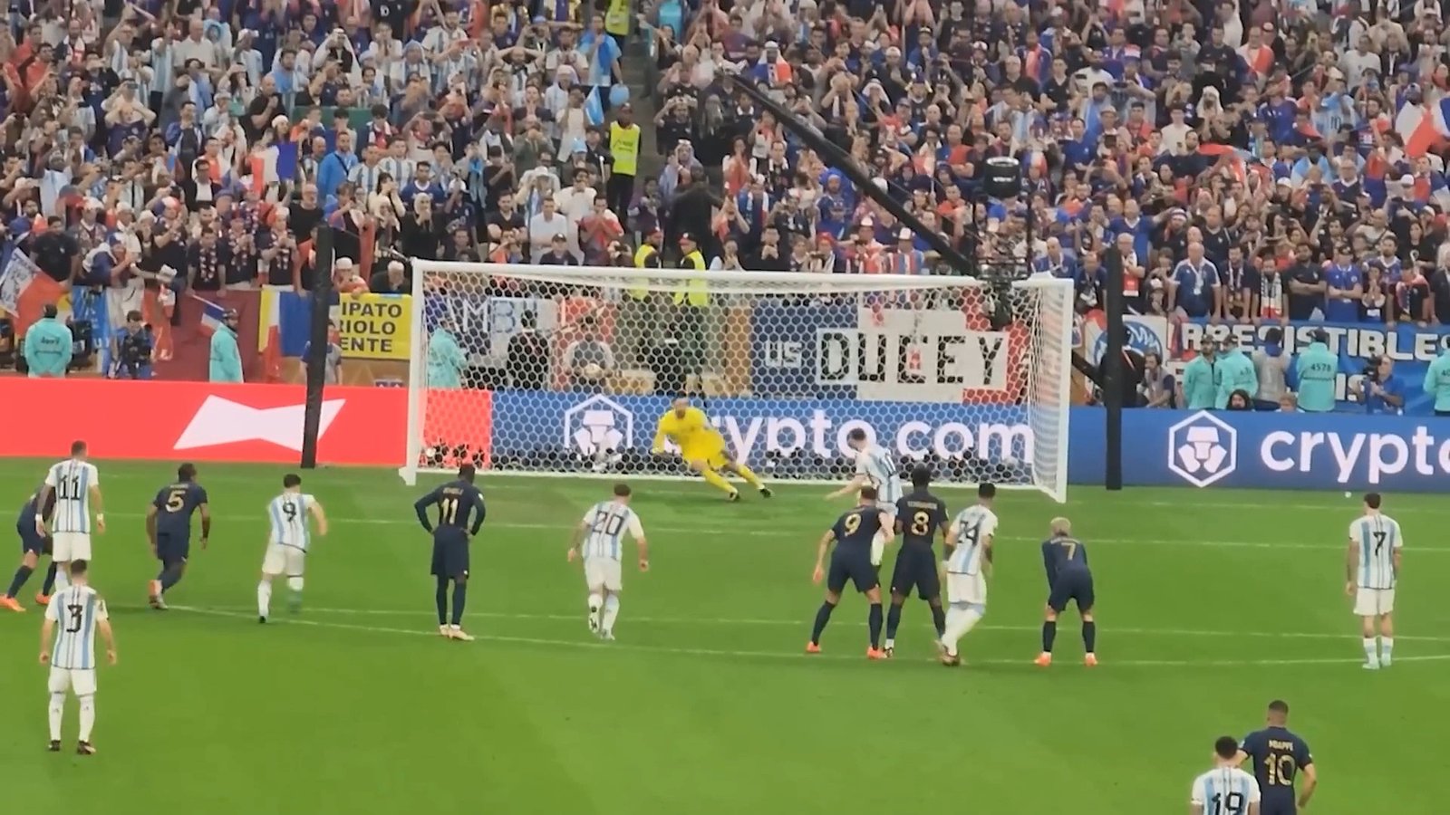 Lionel Messi scores a penalty for Argentina in the 2022 World Cup final against France
